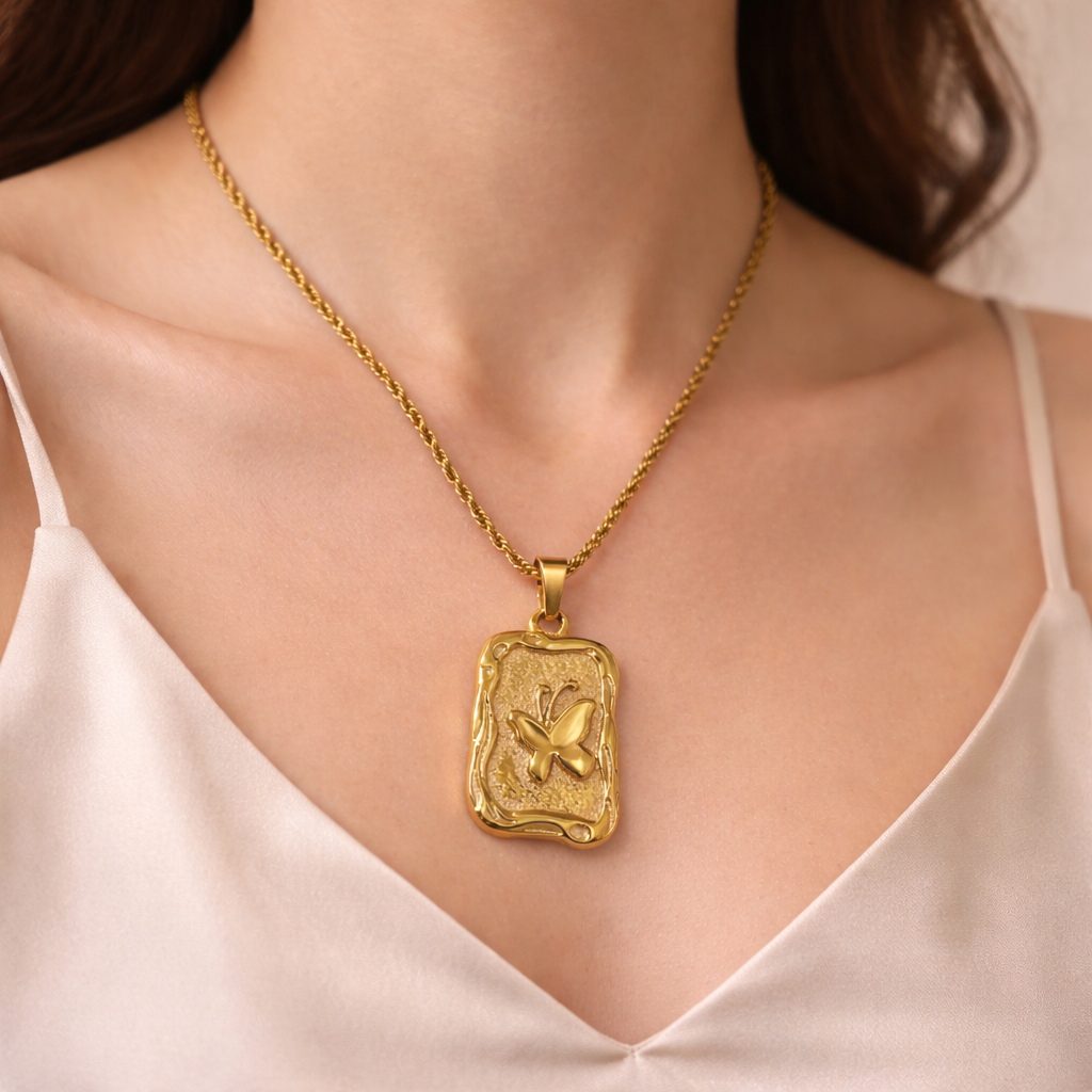 Gold Butterfly Pendant Necklace