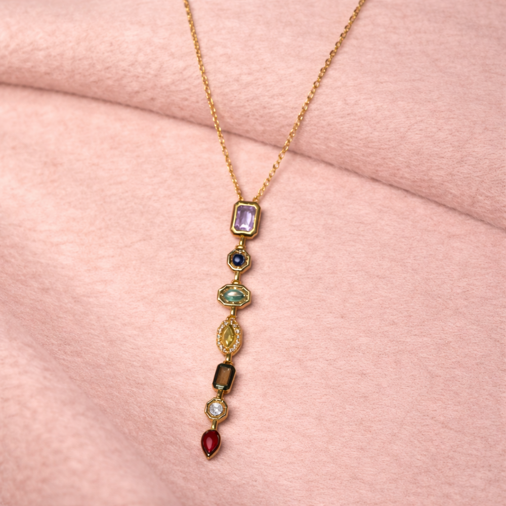 Multicolor Gemstone Drop Necklace