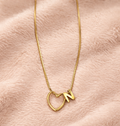 Gold Heart Initial "N" Necklace