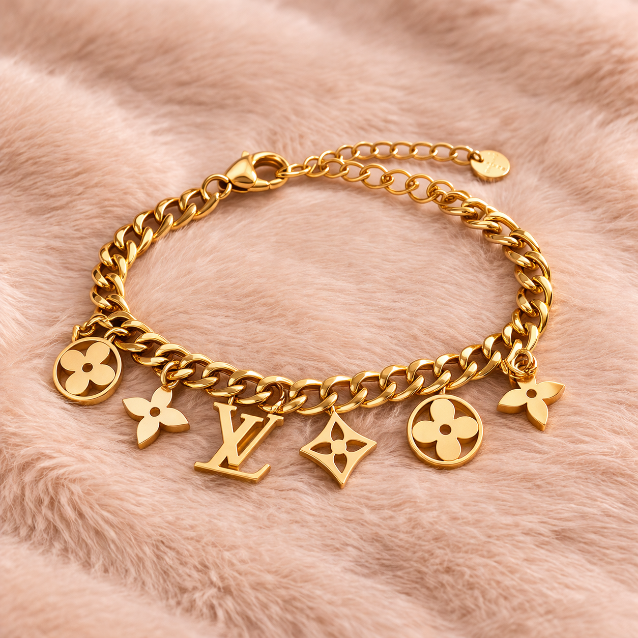 Gold Initial Charm Bracelet