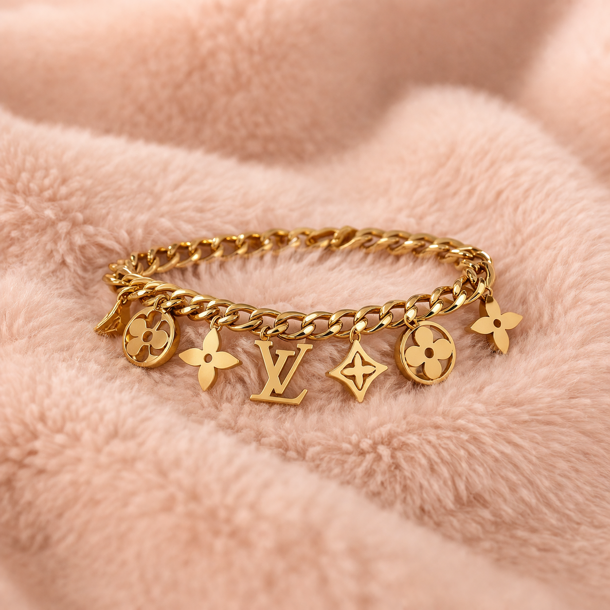 Gold Initial Charm Bracelet