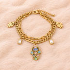 Gold Hamsa Evil Eye Charm Bracelet