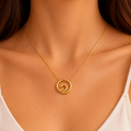 Gold Double Circle Pendant Necklace