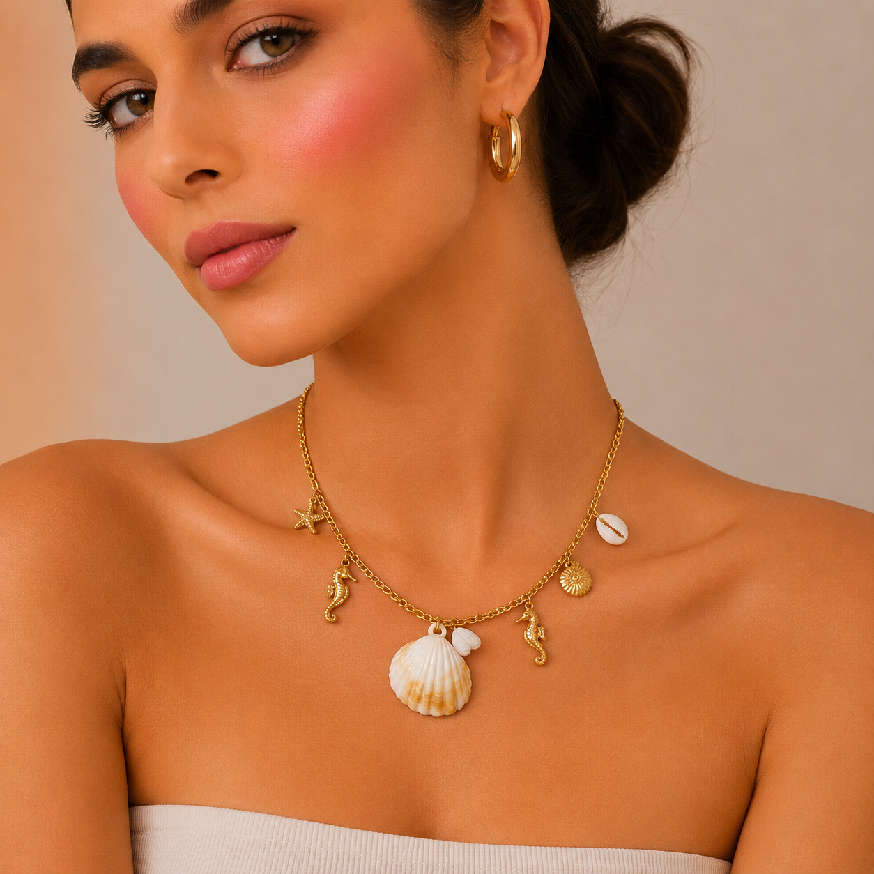 Gold Sea Charm Necklace