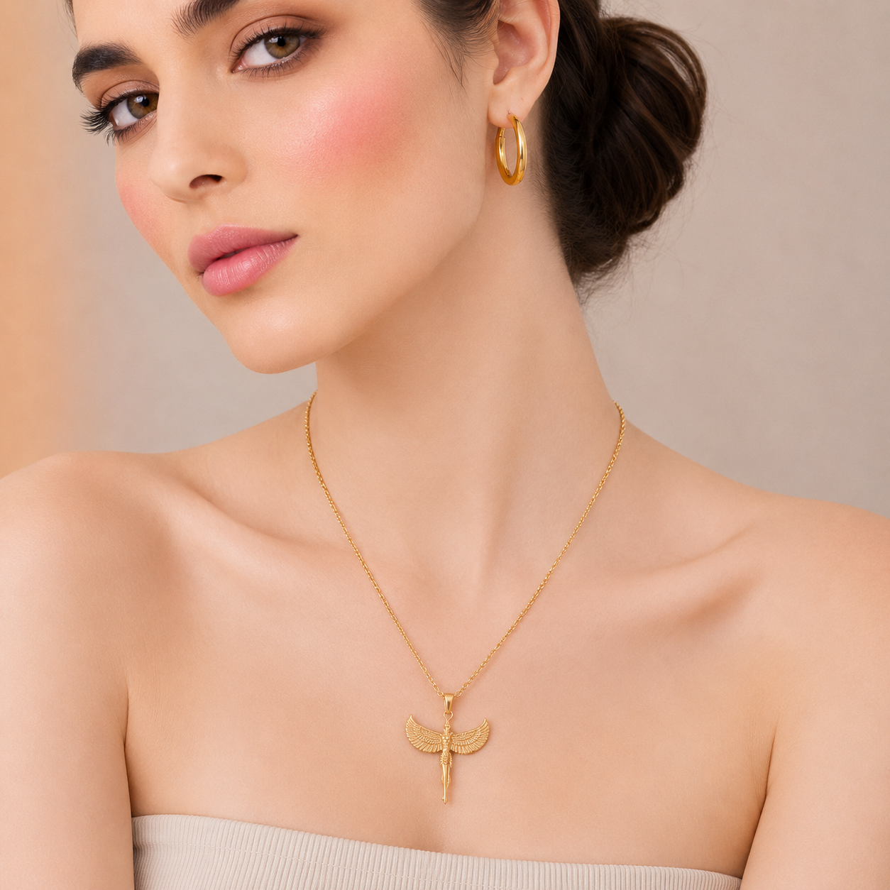 Gold Wing Pendant Necklace