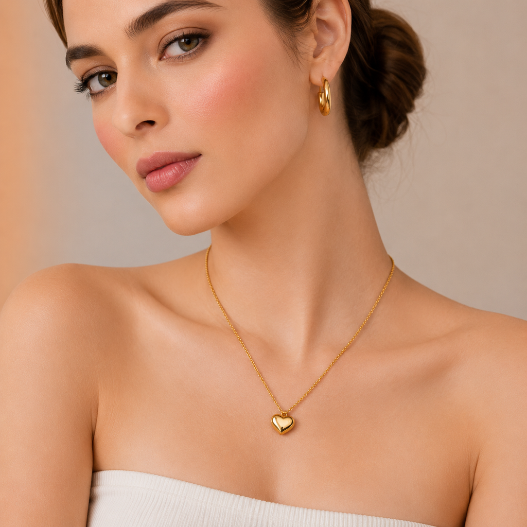 Gold Heart Pendant Necklace