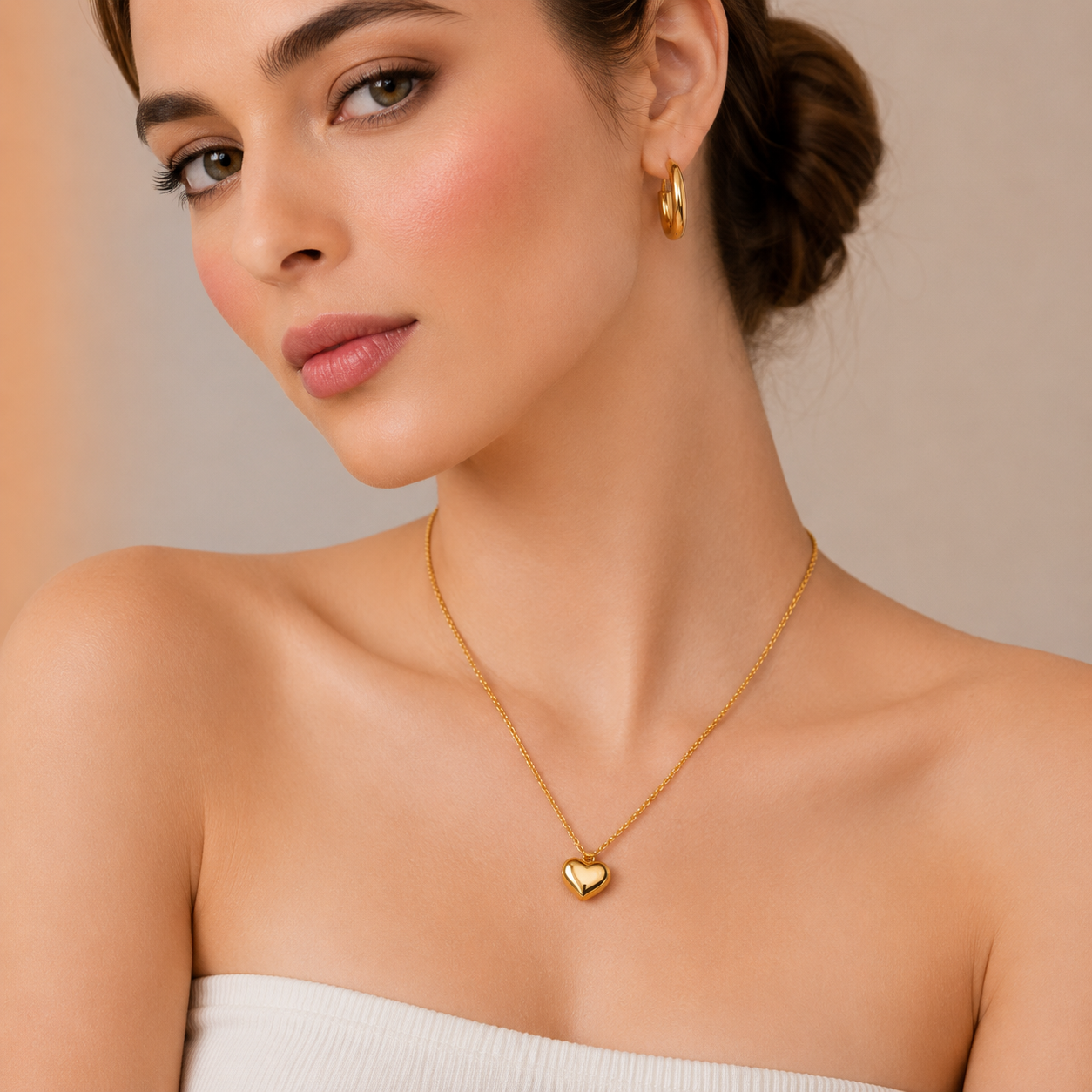 Gold Heart Pendant Necklace