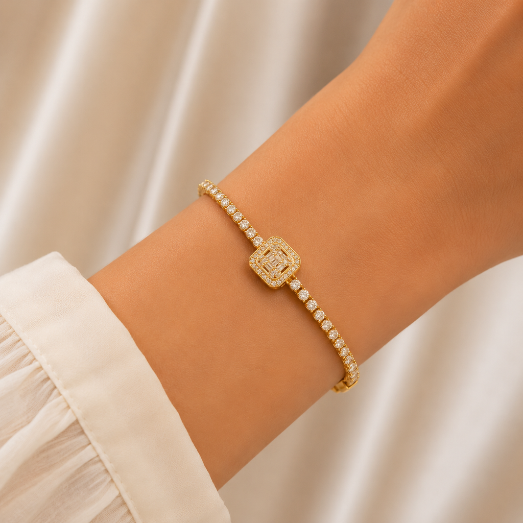 Gold Crystal Tennis Bracelet