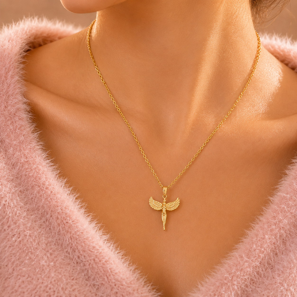 Gold Wing Pendant Necklace