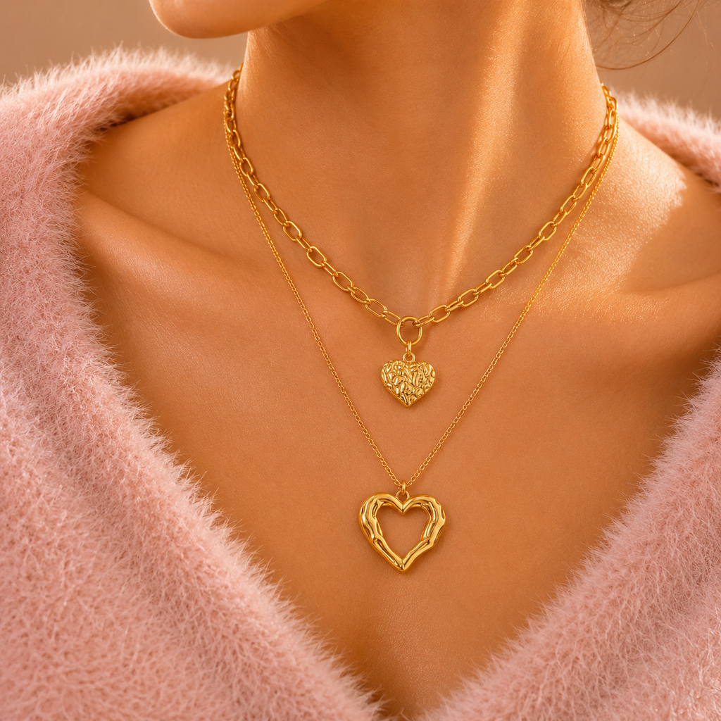 Gold Layered Heart Necklace