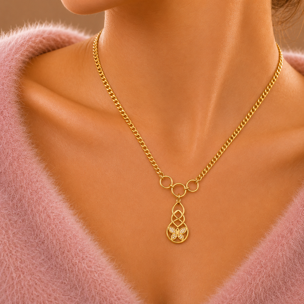 Gold Butterfly Pendant Necklace