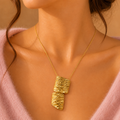 Gold Textured Statement Necklace