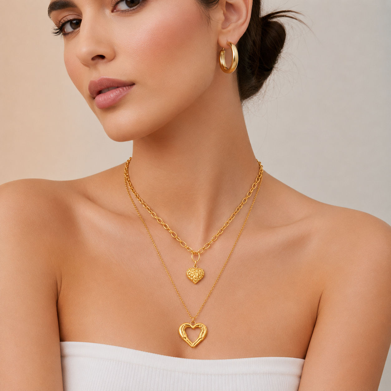 Gold Layered Heart Necklace