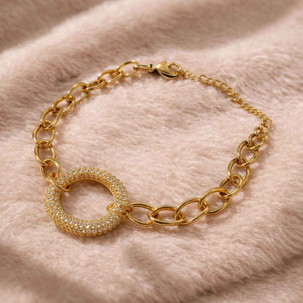 Gold Crystal Circle Bracelet
