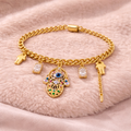 Gold Hamsa Evil Eye Charm Bracelet