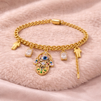 Gold Hamsa Evil Eye Charm Bracelet
