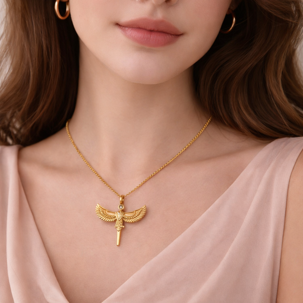 Gold Wing Pendant Necklace