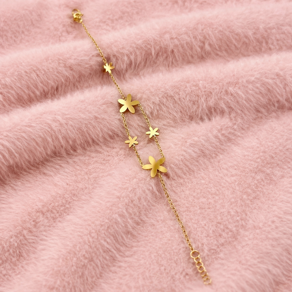 Gold Floral Chain Bracelet
