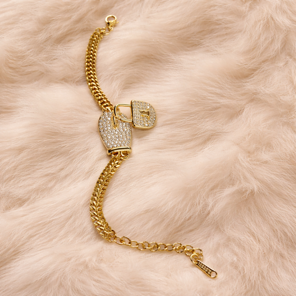 Lock Charm Bracelet with Crystal Detail