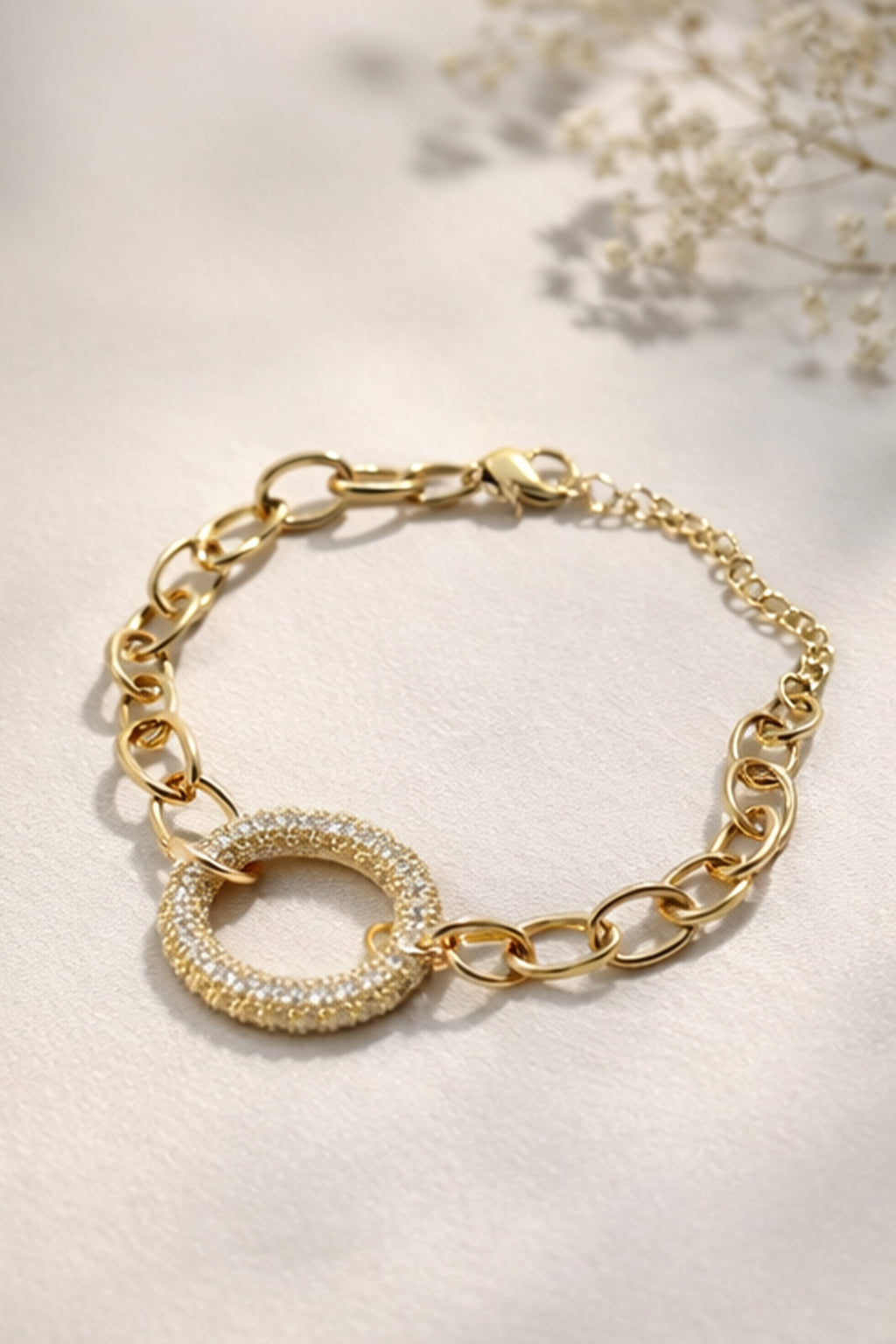 Gold Crystal Circle Bracelet