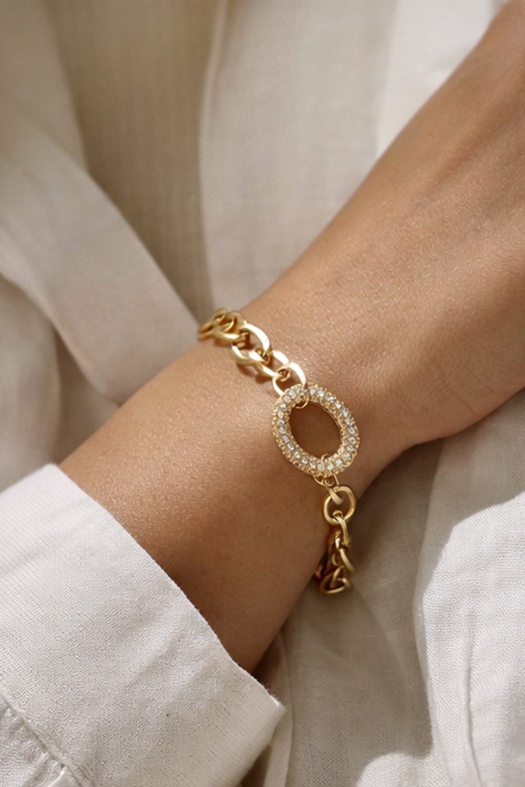 Gold Crystal Circle Bracelet