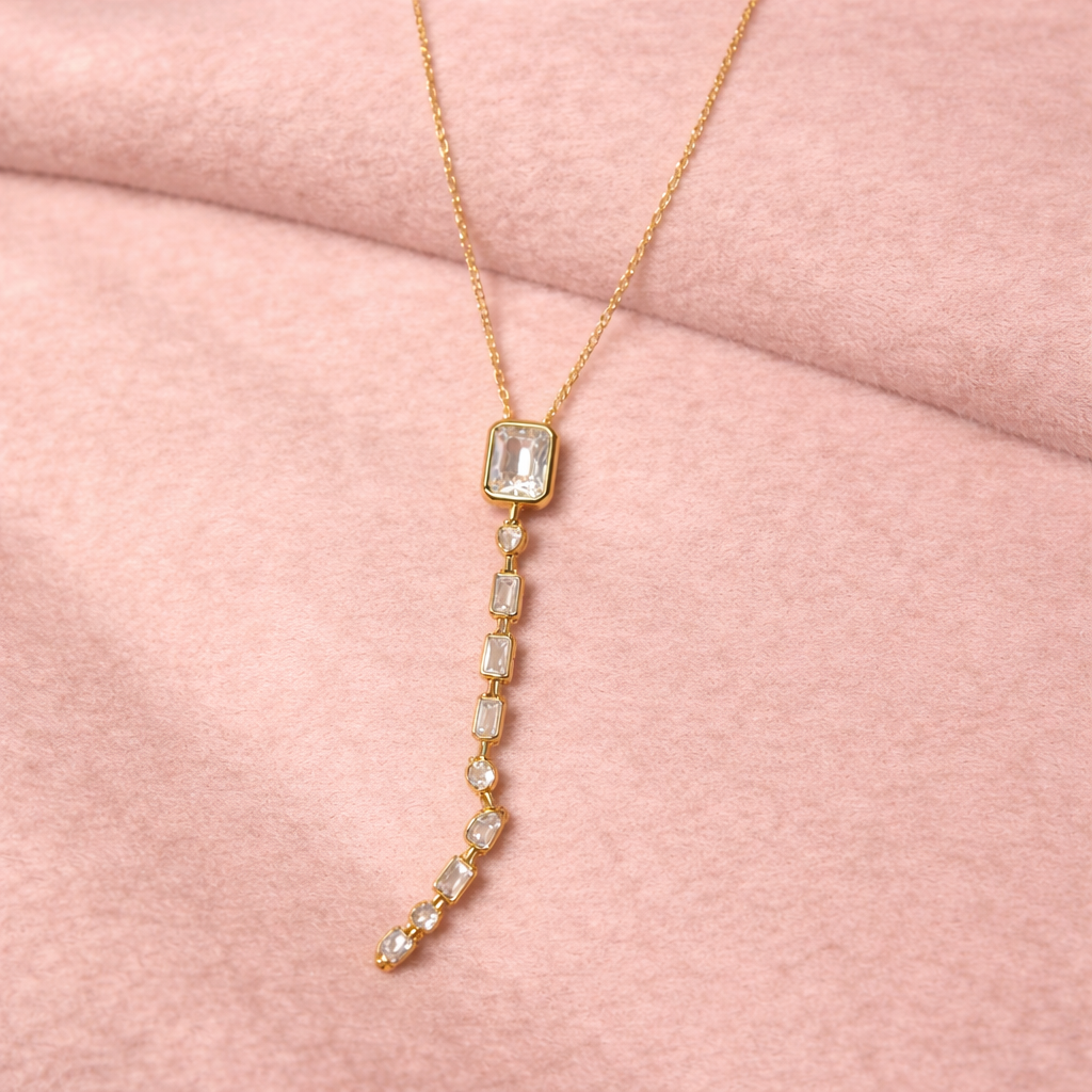 Gold Crystal Drop Necklace