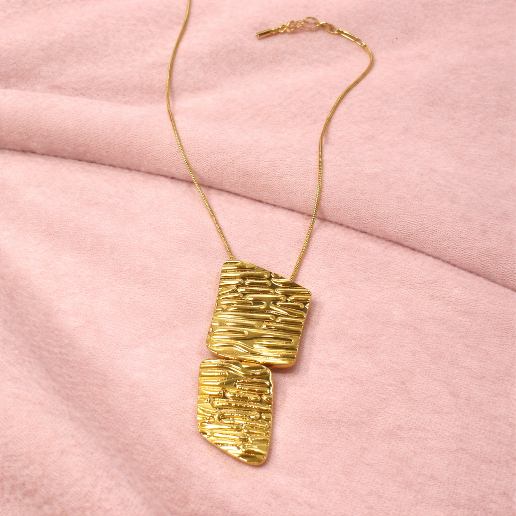 Gold Textured Statement Necklace