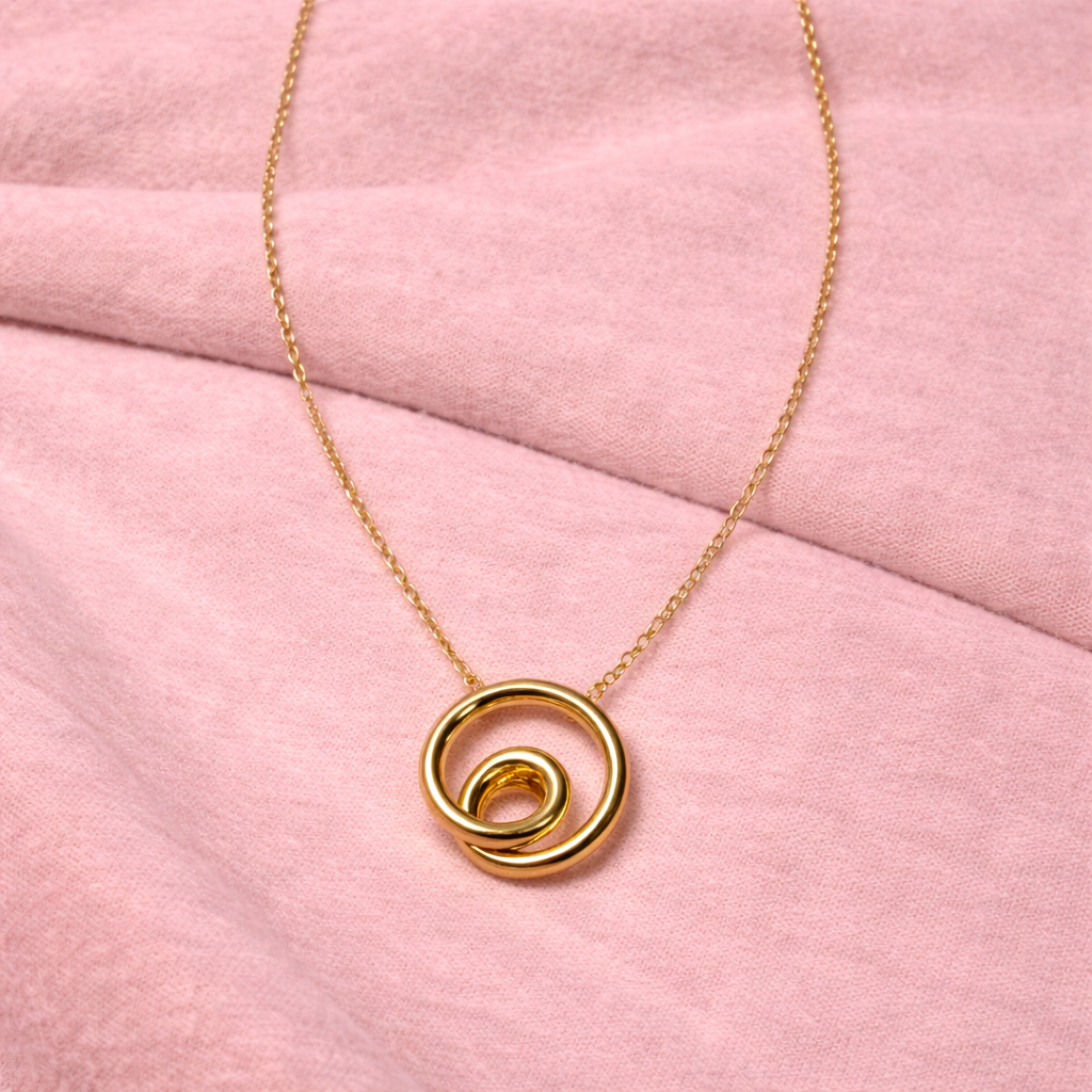 Gold Double Circle Pendant Necklace