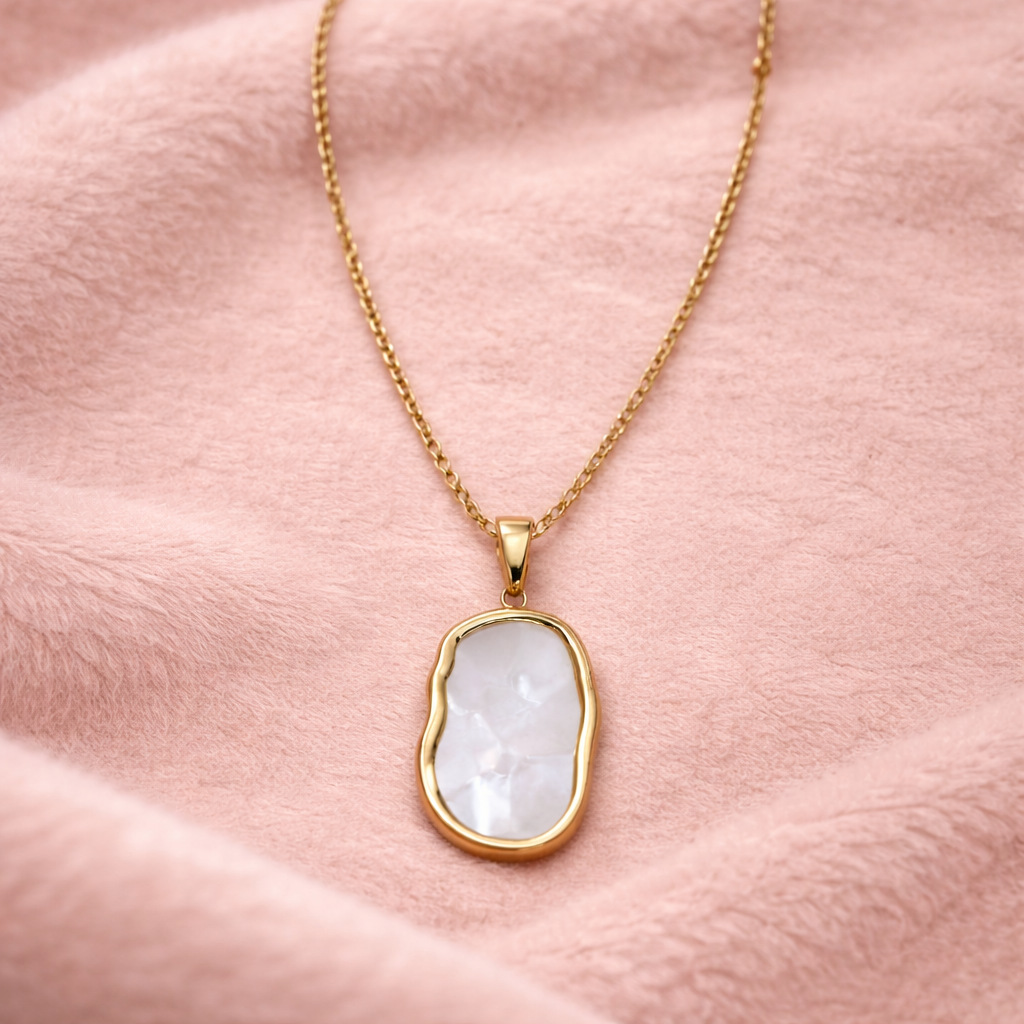 Gold Organic Stone double face Necklace