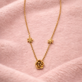 Gold Rose and Daisy Floral Necklace