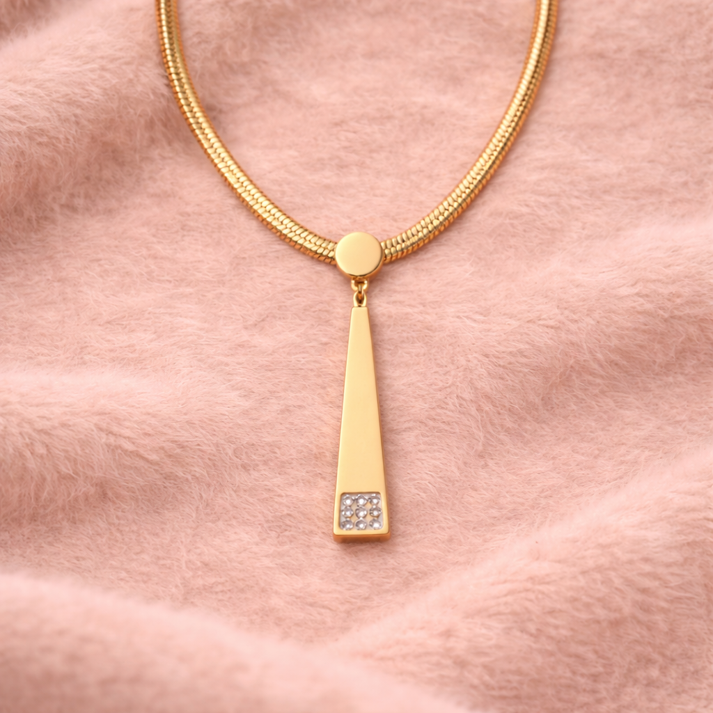 Gold Geometric Bar Drop Necklace