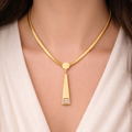 Gold Geometric Bar Drop Necklace