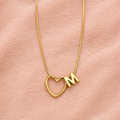 Gold Heart Initial "M" Necklace