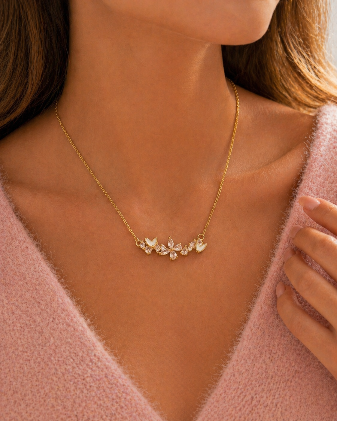 Flower Heart Necklace