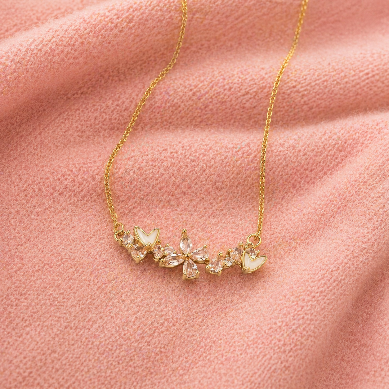 Flower Heart Necklace
