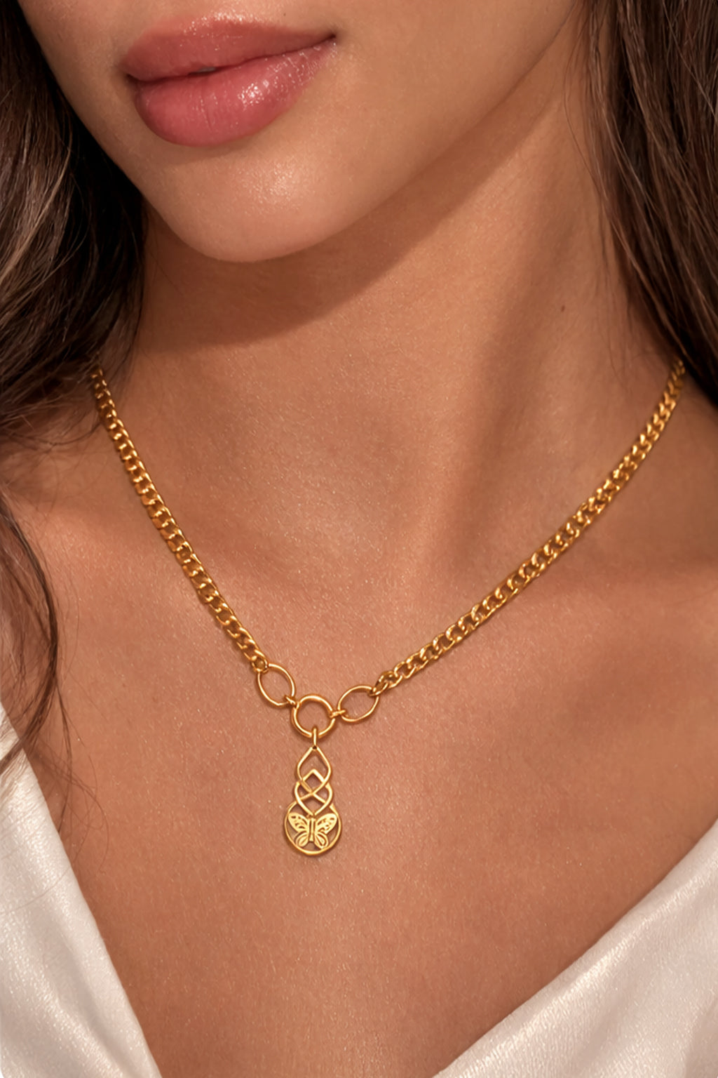 Gold Butterfly Pendant Necklace