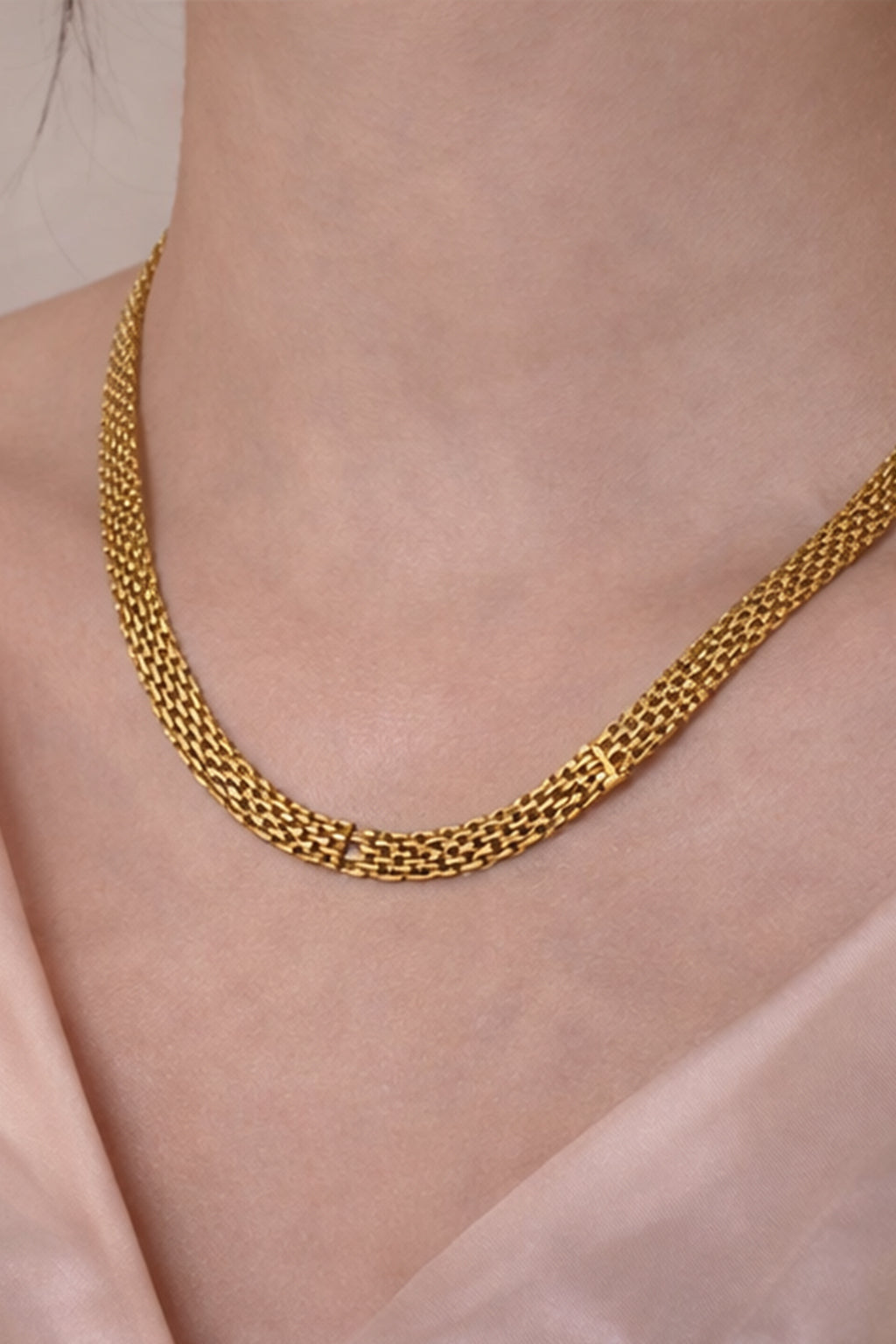 Gold Woven Chain Necklace
