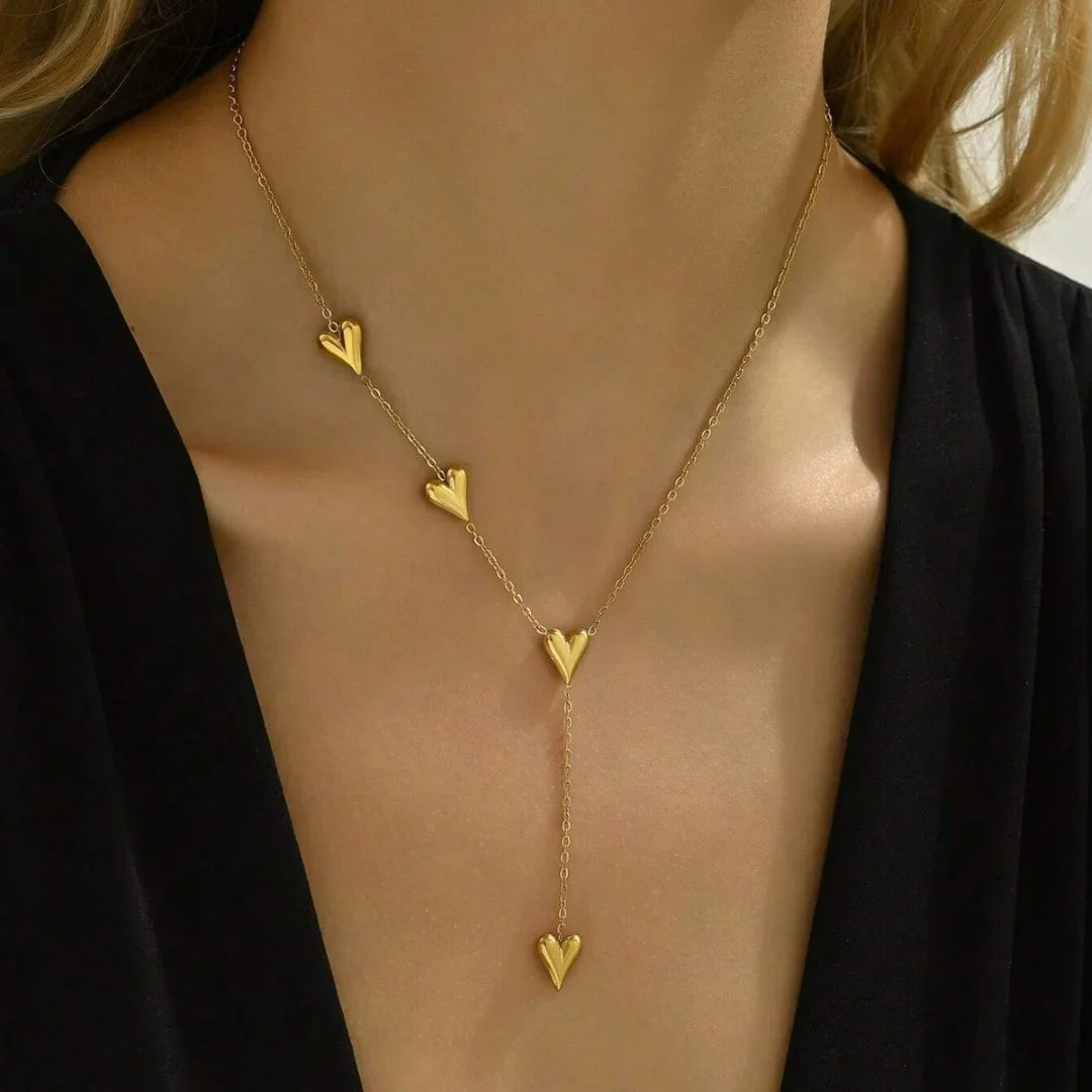Gold Multi Heart Necklace