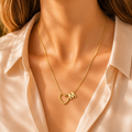 Gold Heart Initial "M" Necklace