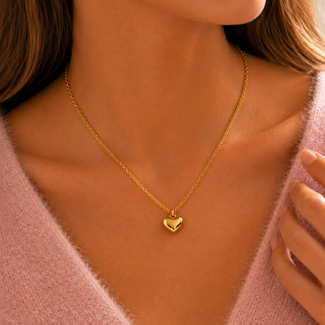 Gold Heart Pendant Necklace